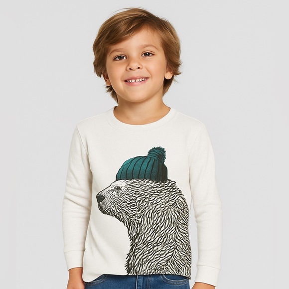 Carter's Other - Carter’s Boys Long Sleeve Shirt Size 5 Polar Bear in Winter Hat Graphic Cotton